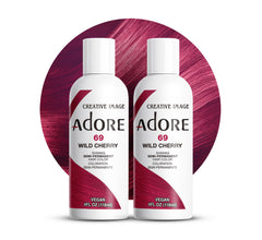 Adore Wild Cherry bottle pour reveals vibrant shade for easy home dyeing.