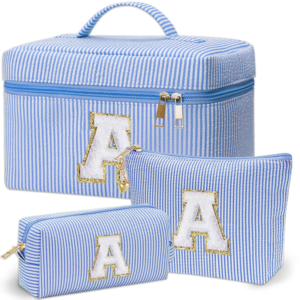 Adoryoung monogram makeup bag front chenille letter for durable personalization on the go