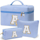 Adoryoung monogram makeup bag front chenille letter for durable personalization on the go