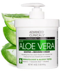 Advanced Clinicals Aloe Vera Lotion bottle demonstrates hydrating body moisturizer for dry skin relief