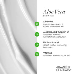 Advanced Clinicals Aloe Vera Lotion vitamin E glow on skin closeup