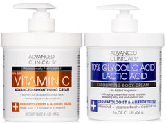 Advanced Clinicals Brightening Vitamin C Body Cream bottle delivers hydration and glow.