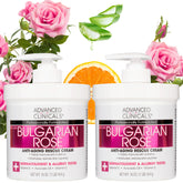 Advanced Clinicals Bulgarian Rose Lotion bottle shows velvety hydration for aging skin.