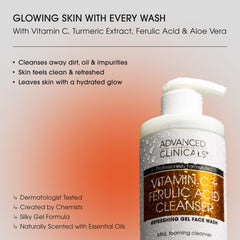 Advanced Clinicals Gentle Vitamin C Face Wash rich-lather demonstrates creamy foaming cleanse