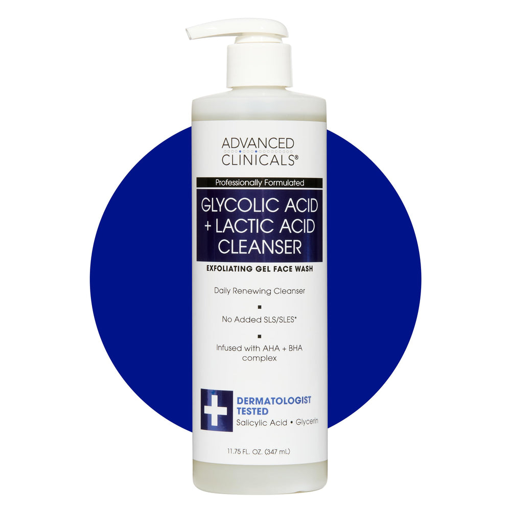 Advanced Clinicals Glycolic Face Wash bottle for daily exfoliation and refreshed skin