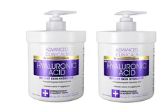 Advanced Clinicals Hyaluronic Acid Body Cream 16oz two-pack hydrates dry skin with a non-greasy finish.