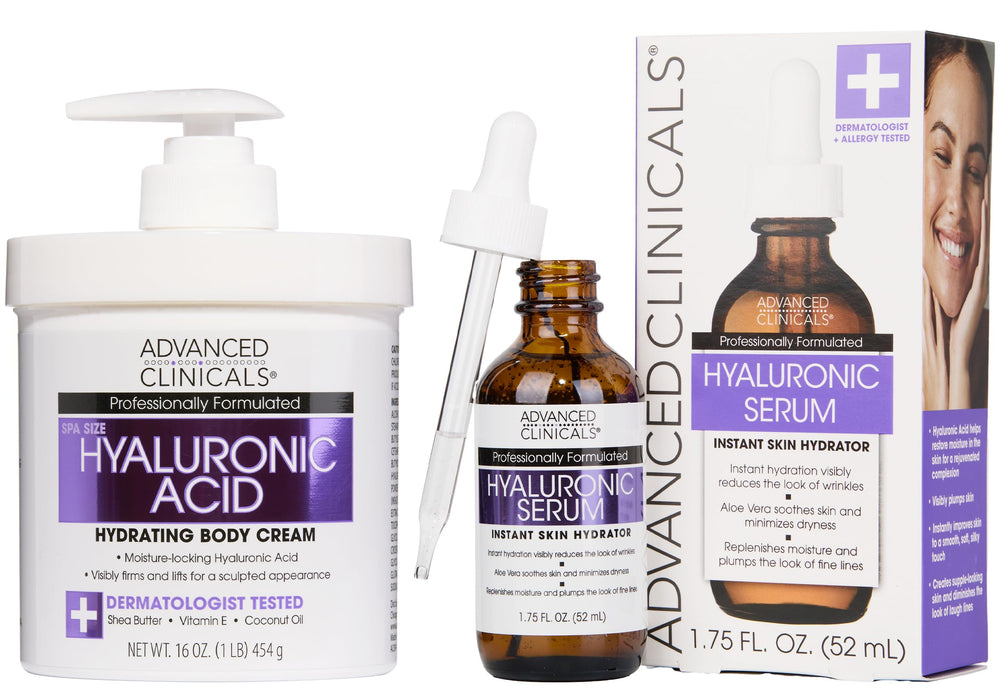 Advanced Clinicals Hyaluronic Acid Cream bottle showing rich hydration for smoother skin