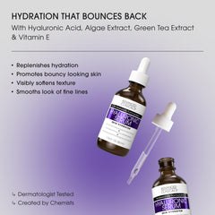 Advanced Clinicals Hyaluronic Acid Serum pump-dispense showing a lightweight gel ideal for daily hydration.