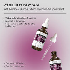 Advanced Clinicals Multi Peptides Serum application scene demonstrates quick daily use for smoother texture.