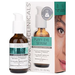 Advanced Clinicals Puffy Eye Serum gel closeup highlights cooling texture for a refreshed look.
