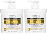 Advanced Clinicals retinol body cream jar closeup demonstrates smoothing potential for aging skin