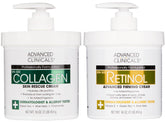 Advanced Clinicals retinol body cream jar closeup shows rich texture for smoother skin.