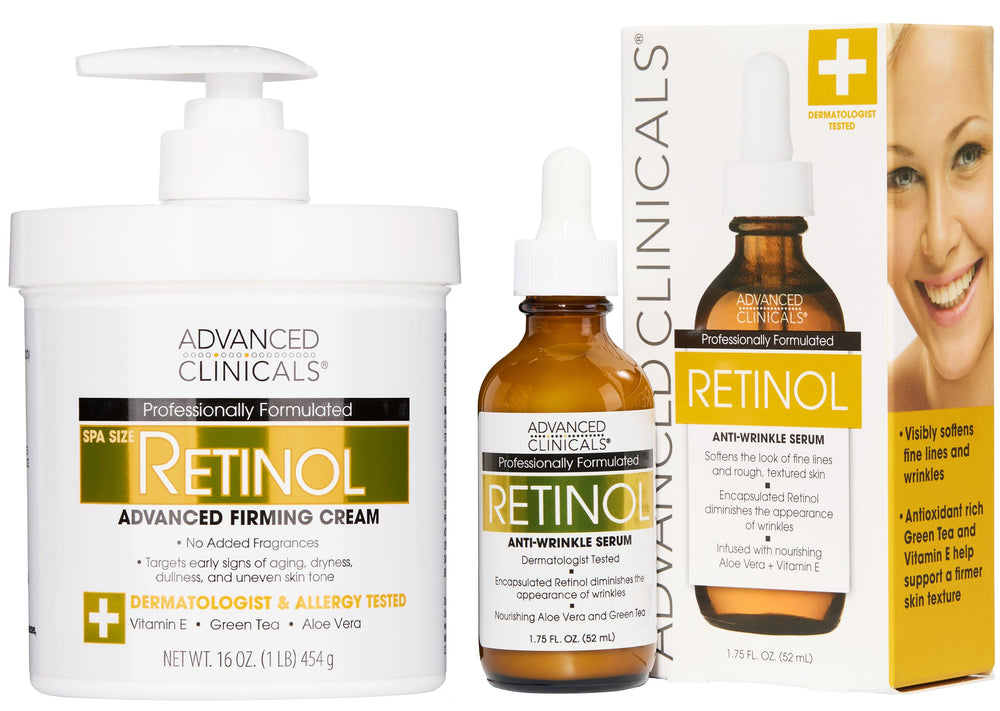 Advanced Clinicals Retinol Body Cream jar close-up showing smoothing texture