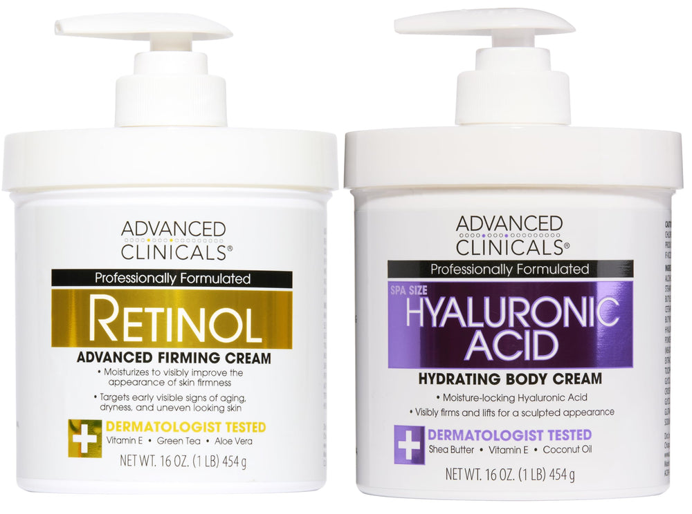 Advanced Clinicals Retinol Body Cream jar close-up shows rich moisture for smoother skin