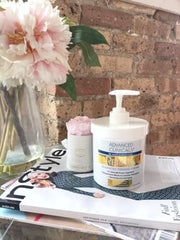 Advanced Clinicals Retinol Body Lotion on neck and arms demonstrating hydration.