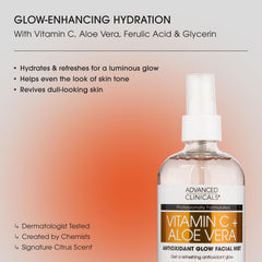 Advanced Clinicals Vitamin C Toner spray-dispense—quick non-greasy refresh during busy days.