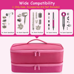 Adworte travel case pink double-zipper ensures secure opening and quick access.