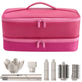 Adworte travel case for hair dryer front view shows chic pink design for organized travel.