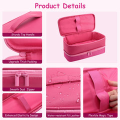 Adworte travel case pink inner soft lining protects delicate components during transit.