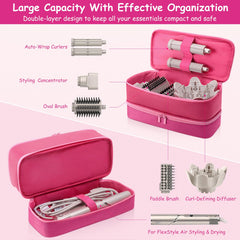 Adworte travel case hair dryer open dual layer emphasizes spacious storage for accessories.