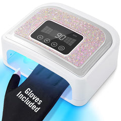 Aedavey cordless nail lamp with sparkly diamond-white design for at-home salon-quality nails.