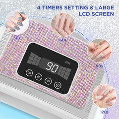 Aedavey LED nail lamp with four-timer display for customizable curing sessions.