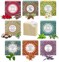 Aegean bar soap with organic ingredients shown in a close-up for a refreshing cleanse.