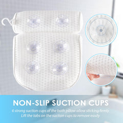 AEROiVi universal-fit bath pillow adapts to various tub shapes.