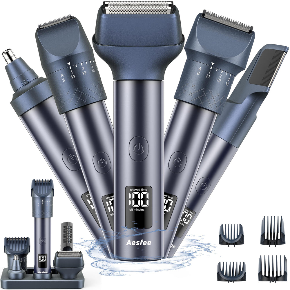 Aesfee beard trimmer shows the 20-setting dial for precise length control.