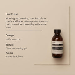 Aesop Amazing Face Cleanser Ylang Ylang aroma enhances sensory experience.