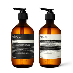 Aesop Geranium Leaf Body Cleanser bottle with citrus-woody scent for refreshing cleanse