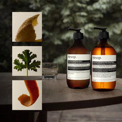 aesop geranium leaf body cleanser pour – convenient dispensing for quick cleansing ritual.
