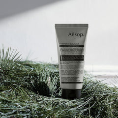 Aesop Redemption Body Scrub emits alpine camphoric aroma for a clean, invigorating shower.