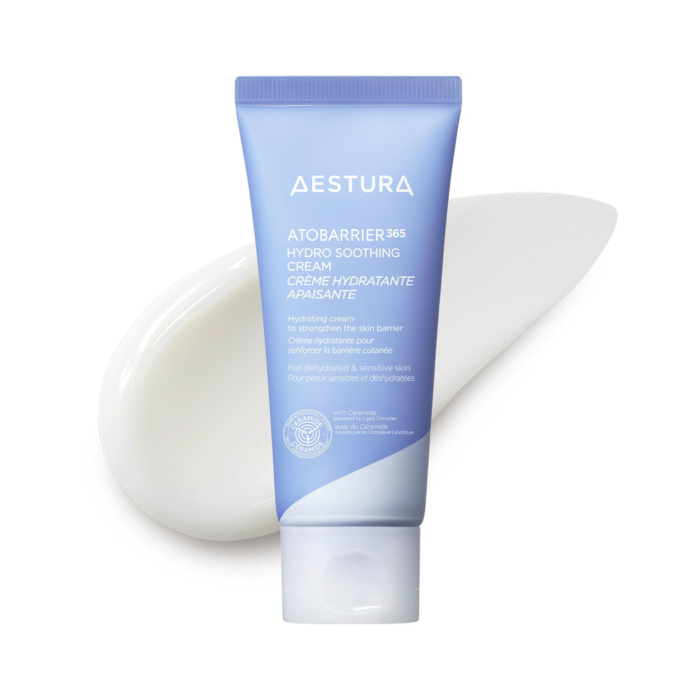AESTURA ATOBARRIER365 packaging shows lightweight hydration for sensitive skin.