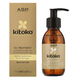 Affinage Kitoko Oil Treatment bottle closeup highlights rich nourishment for hair