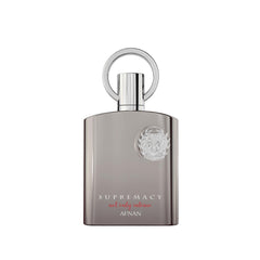 Afnan Supremacy Not Only Intense bottle closeup, long-lasting masculine fragrance for evening wear.