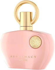 Afnan Supremacy Pink middle notes rose, peony, and muguet form a soft floral heart.