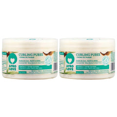 Afro Love Curling Puree 8oz pack image showing dual jars for hydrated, defined curls.