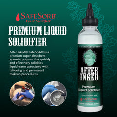After Inked Liquid Solidifier powder granules close-up showing fast absorption