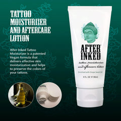 After Inked Lotion grape seed oil close-up highlights skin-nourishing antioxidants.