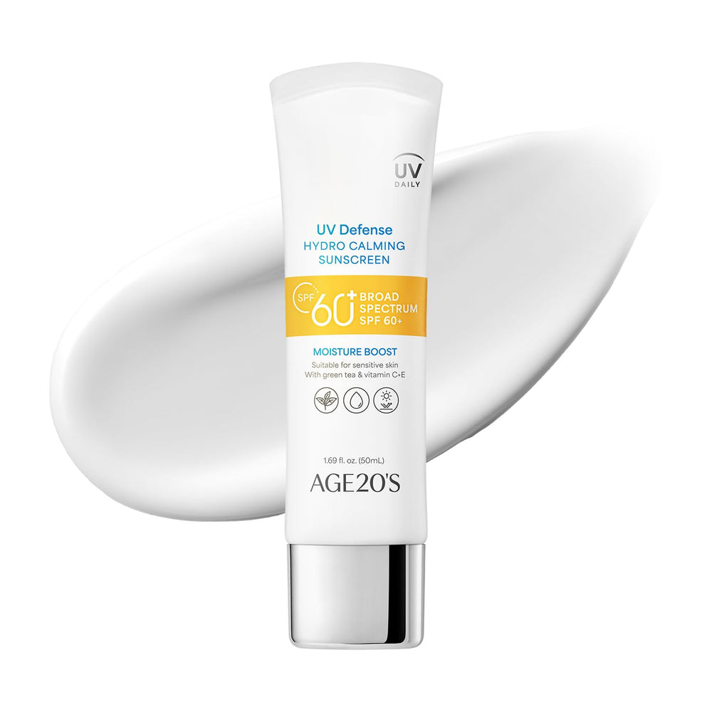 AGE 20's UV Defense Sunscreen packaging close-up for daily protection.