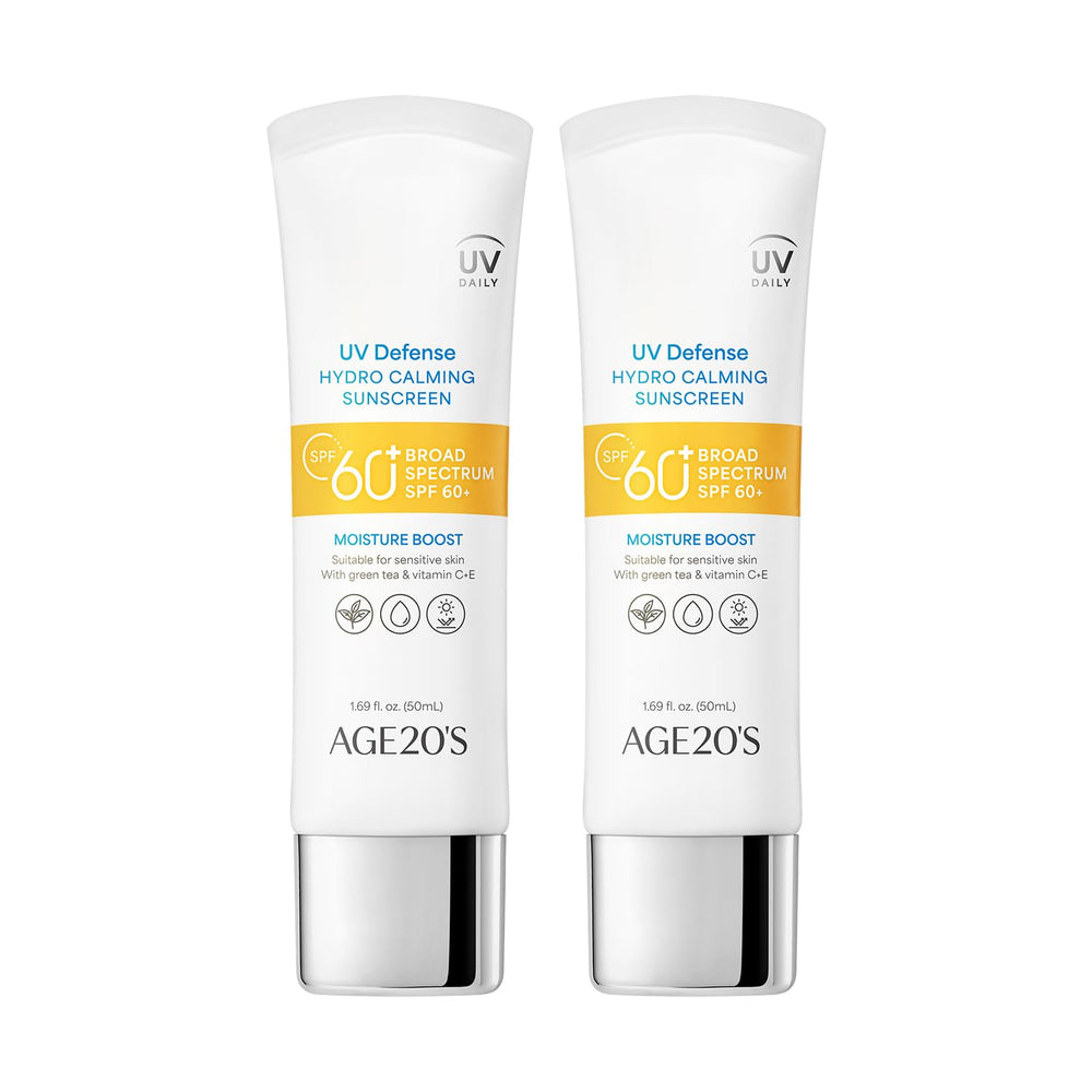 AGE20'S UV Defense Sunscreen packaging shows portable bottle for on-the-go protection