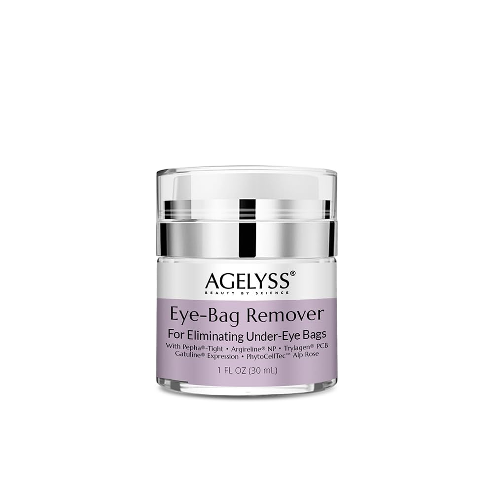 Agelyss Eye-Bag Cream jar closeup showing creamy hydration texture.