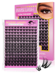 AGGRAD Flora Lash Clusters closeup shows ultra-thin 0.03mm band for natural separation and ease of wear.