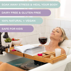 Ahila power of healing bath bombs packaging opened to reveal colorful cores and aromatic scents.