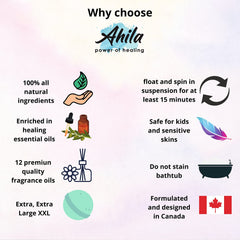 Ahila power of healing large 5-ounce bombs dissolving slowly for spa-like soak.