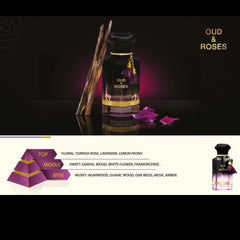 AHMED Oud & Roses pour-action captures a smooth aroma suitable for evenings.