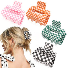 AHONEY checkered hair clip in black grips hair securely for all textures