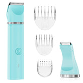 AIBRIT PRO electric bikini trimmer in blue with 2-in-1 precision for grooming routines.