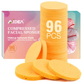 AIDEA compressed facial sponges close-up highlighting natural fibers for gentle cleansing